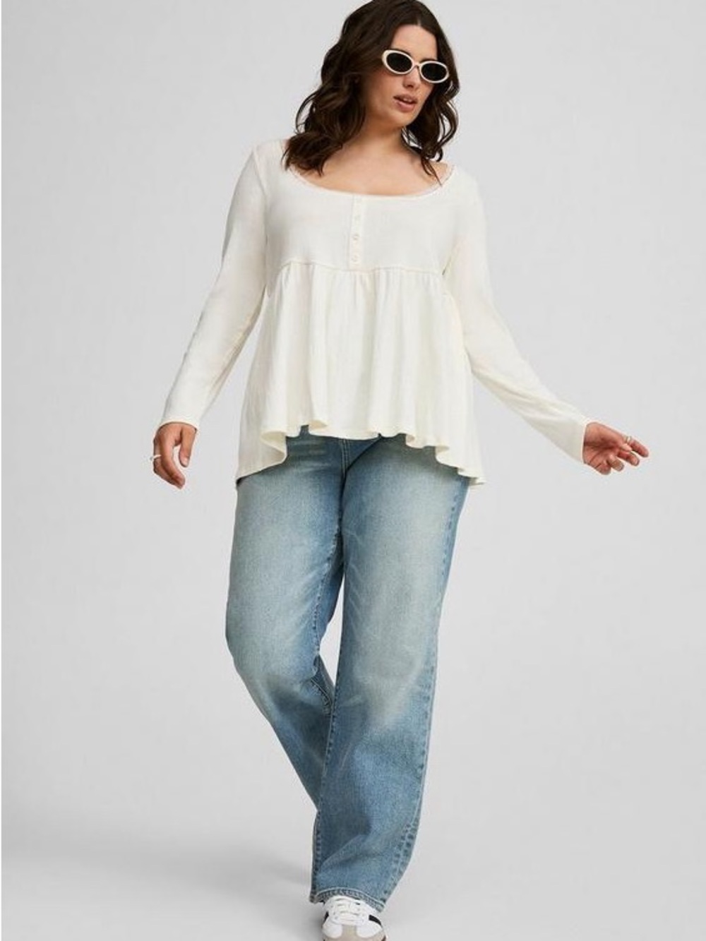 NEW Torrid Babydoll Scoop Neck Peplum Top 100% Cotton Lace Trim Flowy Casual
